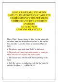 OHSAA BASEBALL EXAM 2024 LATEST UPDATED EXAM COMPLETE 150 QUESTIONS WITH DETAILED VERIFIED AND 100&percnt; CORRECT ANSWERS ACTUAL NEW  ALREADY GRADED A&plus;