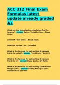 ACC 312 Final Exam Formulas latest update already graded A&plus;