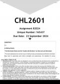 CHL2601 Assignment 8 &lpar;ANSWERS&rpar; 2024 - DISTINCTION GUARANTEED