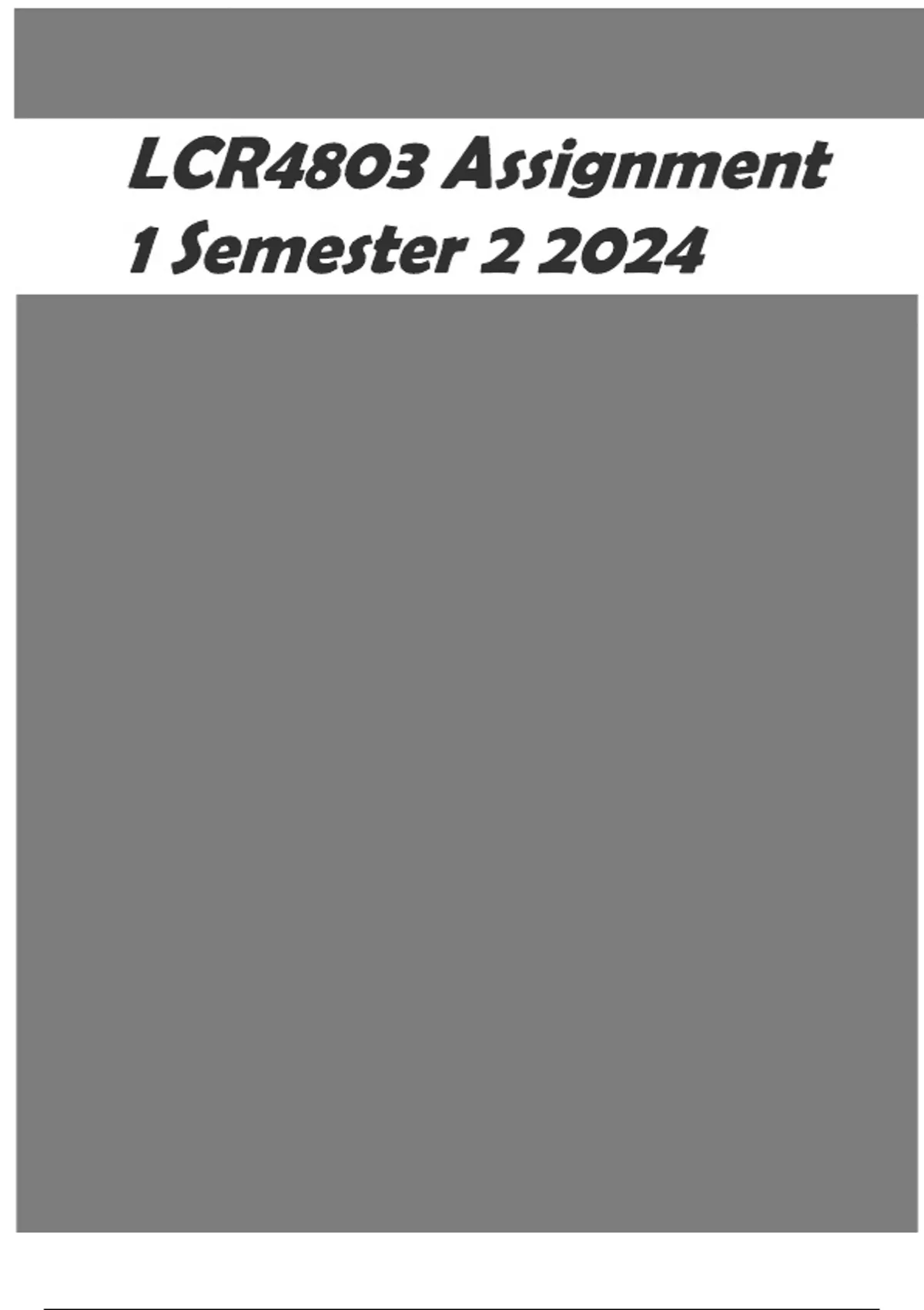 LCR4803 Assignment 1 (COMPLETE ANSWERS) Semester 2 2024 - DUE August ...