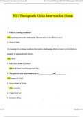 TCI &lpar;Therapeutic Crisis Intervention&rpar; Exam 2024 Questions and Answers &lpar;Verified Answers&rpar;