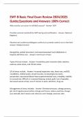 EMT-B Basic Final Exam Review 2024&sol;2025 Guide&semi;Questions and Answers 100&percnt; Correct