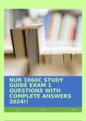 NUR 1060C STUDY GUIDE EXAM 1 QUESTIONS WITH COMPLETE ANSWERS 2024&excl;&excl;