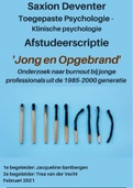 Geslaagde scriptie Saxion toegepaste psychologie burn-out onder professionele jongeren en hun behoeften&period; Klinische psychologie&period; Eindcijfer 7