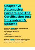 Chapter 2 Automotive Careers and ASE Certification test fully solved & updated&period;