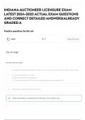 INDIANA AUCTIONEER LICENSURE EXAM LATEST 2024-2025 ACTUAL EXAM QUESTIONS AND CORRECT DETAILED ANSWERS&vert;ALREADY GRADED A