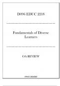 &lpar;WGU D096&rpar; EDUC 2218 - Fundamentals of Diverse Learners - OA Review 20242025