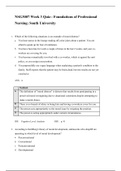 NSG 3007 Week 3 Quiz Foundations of Professional Nursing South University  &vert;Verified documents&vert;latest 2021&vert;South University