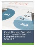 Event Planning Specialist Exam Questions and Complete Solutions Graded A&plus;