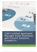 CAM Certified Apartment Manager Exam Questions with Correct Solutions Graded A&plus;