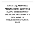 MAT 1512 Assignment 01 solutions 2021