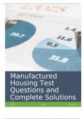 Manufactured Housing Test Questions and Complete Solutions Graded A&plus;