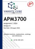 APM3700 Assignment 3 &lpar;DETAILED ANSWERS&rpar; 2024 - DISTINCTION GUARANTEED 