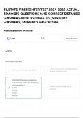 FL STATE FIREFIGHTER TEST 2024-2025 ACTUAL EXAM 210 QUESTIONS AND CORRECT DETAILED ANSWERS WITH RATONALES &lpar;VERIFIED ANSWERS&rpar; &vert;ALREADY GRADED A&plus;