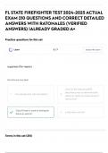 FL STATE FIREFIGHTER TEST 2024-2025 ACTUAL EXAM 210 QUESTIONS AND CORRECT DETAILED ANSWERS WITH RATONALES &lpar;VERIFIED ANSWERS&rpar; &vert;ALREADY GRADED A&plus;