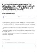ATI RN MATERNAL NEWBORN LATEST 2023 ACTUAL EXAM &vert; RN MATERNAL NEWBORN ATI PROCTORED EXAM ALL 70 QUESTIONS AND CORRECT DETAILED ANSWERS