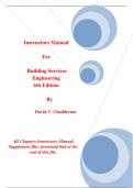 Instructor's Manual For Building Services Engineering 6th Edition By David Chadderton &lpar;All Chapters&comma; 100&percnt; Original Verified&comma; A&plus; Grade&rpar;