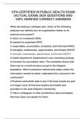 CPH-CERTIFIED IN PUBLIC HEALTH EXAM  &lpar;ACTUAL EXAM&rpar; 2024 QUESTIONS AND  100&percnt; VERIFIED CORRECT ANSWERS