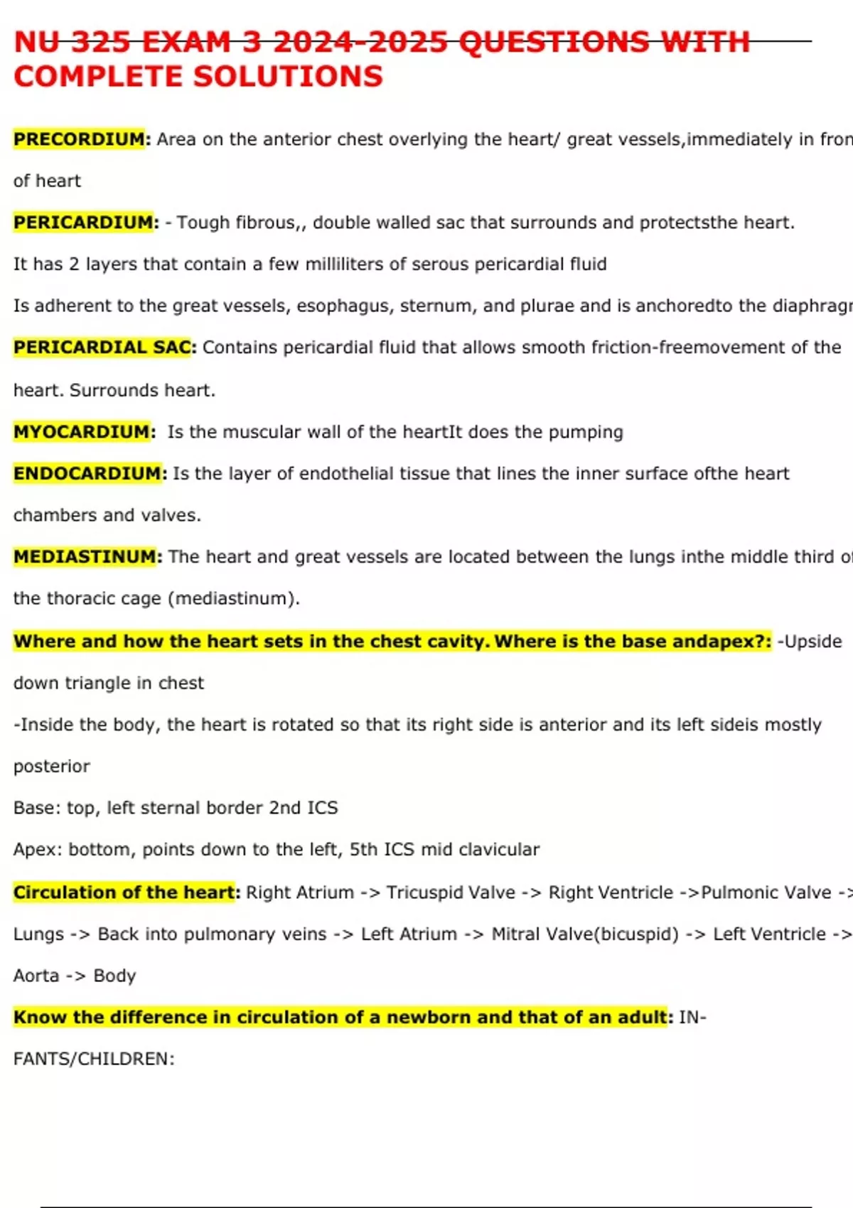 NU 325 EXAM QUESTIONS WITH COMPLETE SOLUTIONS - NU 325 - Stuvia US