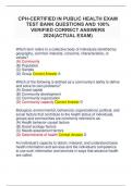 CPH-CERTIFIED IN PUBLIC HEALTH EXAM  TEST BANK QUESTIONS AND 100&percnt;  VERIFIED CORRECT ANSWERS  2024&lpar;ACTUAL EXAM&rpar;