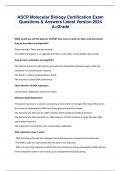 ASCP Molecular Biology Certification Exam Questions & Answers Latest Version 2024 A&plus;Grade