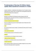 Fundamentals of Nursing 7th Edition &lpar;latest update 2024&rpar; Questions & Answers A&plus; Grad