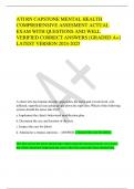 ATI RN CAPSTONE MENTAL HEALTH COMPREHENSIVE ASSESMENT ACTUAL  EXAM WITH QUESTIONS AND WELL  VERIFIED CORRECT ANSWERS &lbrack;GRADED A&plus;&rsqb;  LATEST VERSION 2024-2025