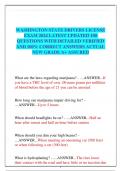 WASHINGTON STATE DRIVERS LICENSE EXAM 2024 LATEST UPDATED 100 QUESTIONS WITH DETAILED VERIFIED AND 100&percnt; CORRECT ANSWERS ACTUAL  NEW GRADE A&plus; ASSURED