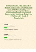 Midterm Exam&colon; NR602 &sol; NR 602 &lpar;Latest Update 2024 &sol; 2025&rpar; Primary Care of the Childbearing and Childrearing Family Practicum &vert; Exam Review Questions & Answers &vert; 100&percnt; Correct &vert; Grade A - Chamberlain