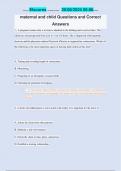 maternal and child Questions and Correct  Answers