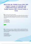 HESI PNR 205&sol; PNR205 &lpar;Latest 2024&sol; 2025 Update&rpar; Concepts of Leadership and Collaboration Review&vert; Questions and Verified Answers&vert; 100&percnt; Correct&vert; Grade A- Fortis