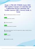 Exam 1&colon; PNR 205&sol; PNR205 &lpar;Latest 2024&sol; 2025 Update&rpar; Concepts of Leadership and Collaboration Review&vert; Questions and Verified Answers&vert; 100&percnt; Correct&vert; Grade A- Fortis