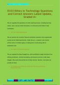 D333 Ethics in Technology Questions  and Correct Answers Latest Update&comma;  Graded A&plus;