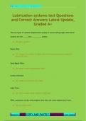 Lubrication systems test Questions  and Correct Answers Latest Update&comma;  Graded A&plus;