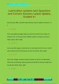 Lubrication systems test Questions  and Correct Answers Latest Update&comma;  Graded A&plus;