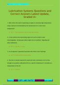 Lubrication Systems Questions and  Correct Answers Latest Update&comma;  Graded A&plus;