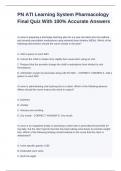 PN ATI Learning System Pharmacology Final Quiz With 100&percnt; Accurate Answers
