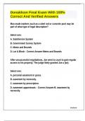 Donaldson Final Exam With 100&percnt; Correct And Verified Answers