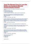 Texas Pbs Manager Exam for Lone Star NetSec LLC Questions With And Answers Already Passed&excl;&excl;&excl;