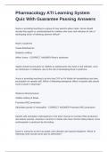Pharmacology ATI Learning System Quiz With Guarantee Passing Answers