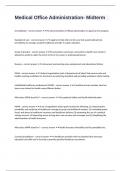 Medical Office Administration- Midterm fully solved graded A&plus; passed