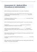 Assessment &num;3 - Medical Office Procedures & Administration with correct answers