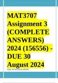 MAT3707 Assignment 3 &lpar;COMPLETE ANSWERS&rpar; 2024 &lpar;156556&rpar; - DUE 30 August 2024 &semi; 100&percnt; TRUSTED Complete&comma; trusted solutions and explanations&period;&period; Ensure your success with us&period;&period; 