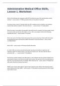 Administrative Medical Office Skills&comma; Lesson 1&comma; Worksheet questions well answered