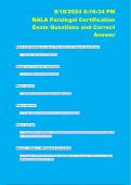 NALA Paralegal CertificatiNALA Paralegal Certification  Exam Questions and Correct  Answeron  Exam Questions and Correct  Answer