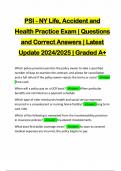 PSI - NY Life&comma; Accident and Health Practice Exam &vert; Questions and Correct Answers &vert; Latest Update 2024&sol;2025 &vert; Graded A&plus;