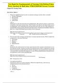 TEST BANK Fundamentals of Nursing &lpar;11TH&rpar; by Potter Perry&vert; Complete Guide Chapter 1-50 Latest Test Bank 100&percnt; Veri&filig;ed Answers &lpar;NEW VERSION&rpar; PDF