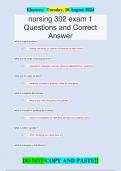 nursing 302 exam 1 Questions and Correct  Answer