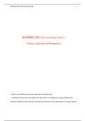  NURSING 3821 Discussion Board Week 1 Nursing Leadership and Management