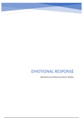 1st year master notes - Emotional Response - Behavioural neurosciences - Biomedical sciences 